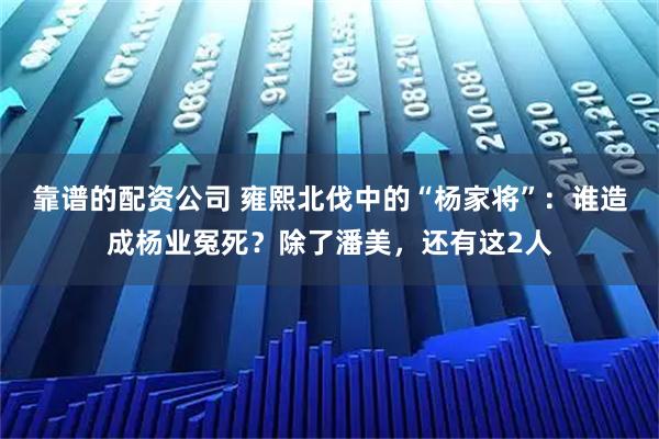 靠谱的配资公司 雍熙北伐中的“杨家将”：谁造成杨业冤死？除了潘美，还有这2人